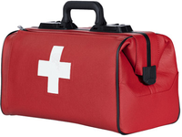 Arzttasche Rusticana, groß, 2 Vortaschen, Feinrindleder, rot mit weißem Kreuz