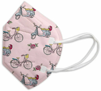 Atemschutzmaske FFP2 NR, Schnabelform, Fahrräder auf rosa, Größe M