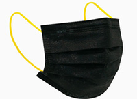 "Urban Black", Mund-Nasen-Schutz Typ IIR, schwarz, Ohrschlaufen gelb, Größe M