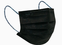 "Urban Black", Mund-Nasen-Schutz Typ IIR, schwarz, Ohrschlaufen jeansblau, Größe M