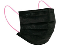 "Urban Black", Mund-Nasen-Schutz Typ IIR, schwarz, Ohrschlaufen pink, Größe M