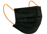 "Urban Black", Mund-Nasen-Schutz Typ IIR, schwarz, Ohrschlaufen orange, Größe M